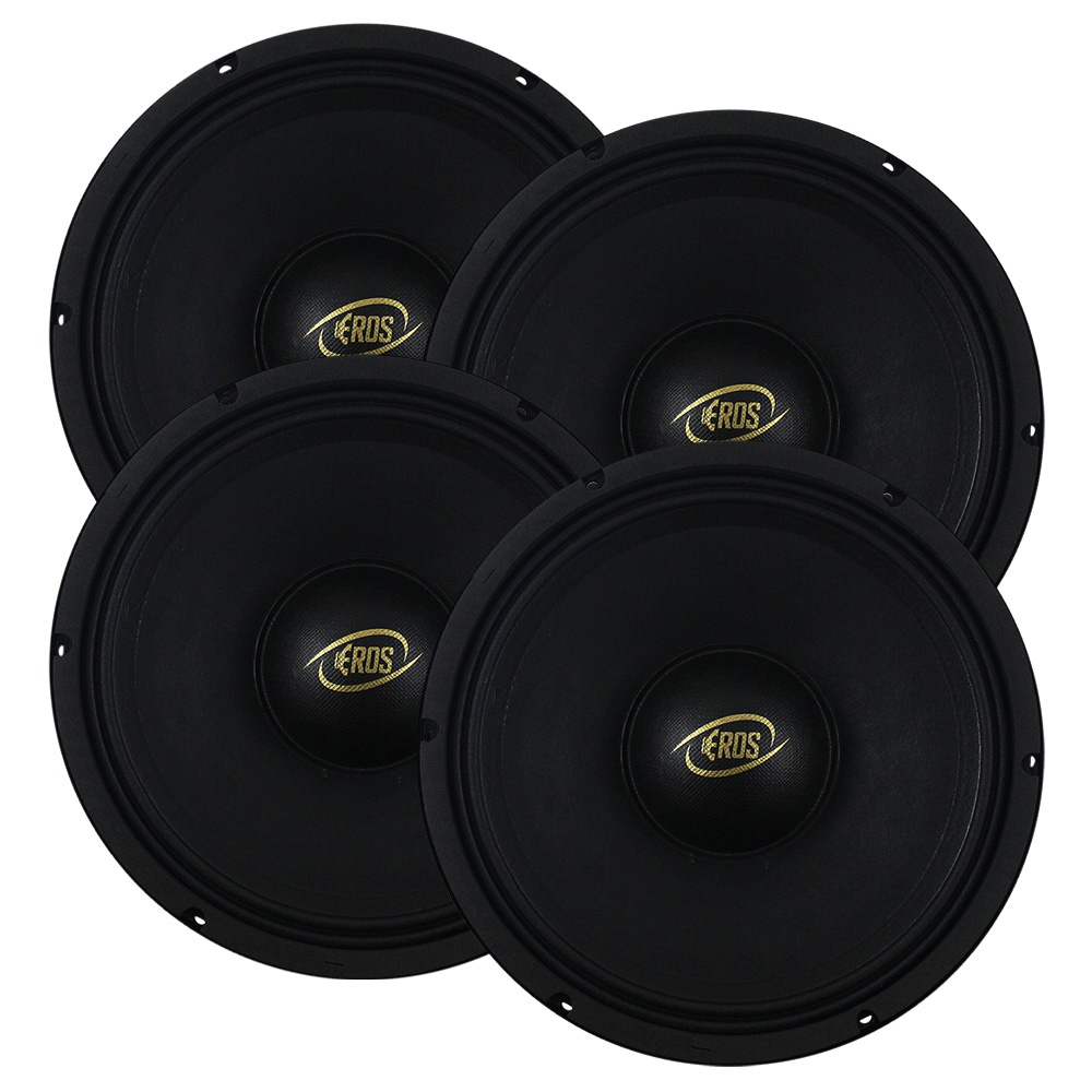 Kit 4 Peças Woofer 10 Polegadas Eros 500w Rms E-510 LC 8 Ohms Bobina Simples Grave Medio Grave 2000w Rms Total