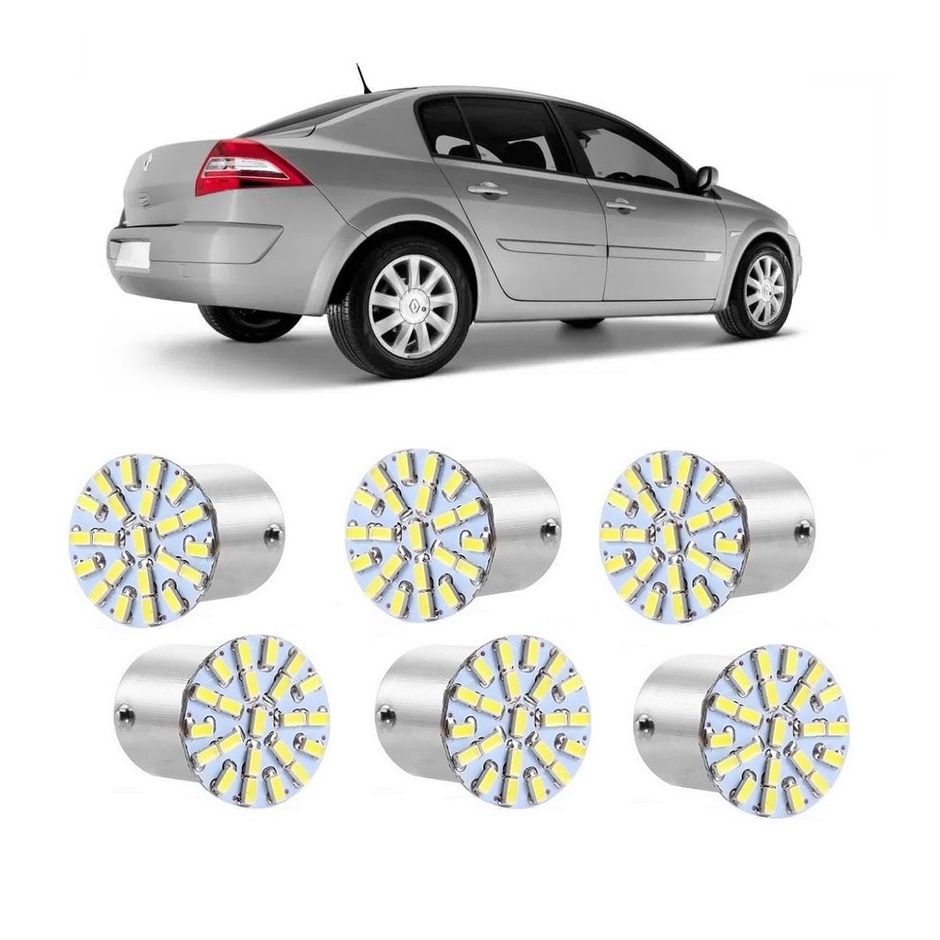 Kit 6 Lampadas LED Lanterna Traseira Megane 2007 2008 2009 2010 2011