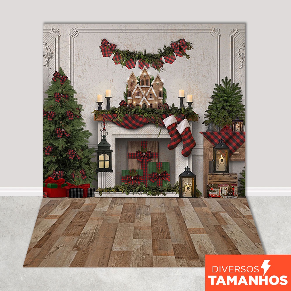 Fundo Fotográfico Natal Xadrez Vermelho Em Tecido FNT-768