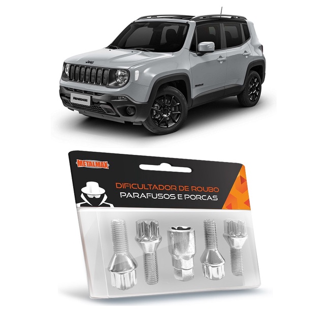 Kit Jogo Parafuso Antifurto Trava de Roda Jeep Renegade Todos Modelos