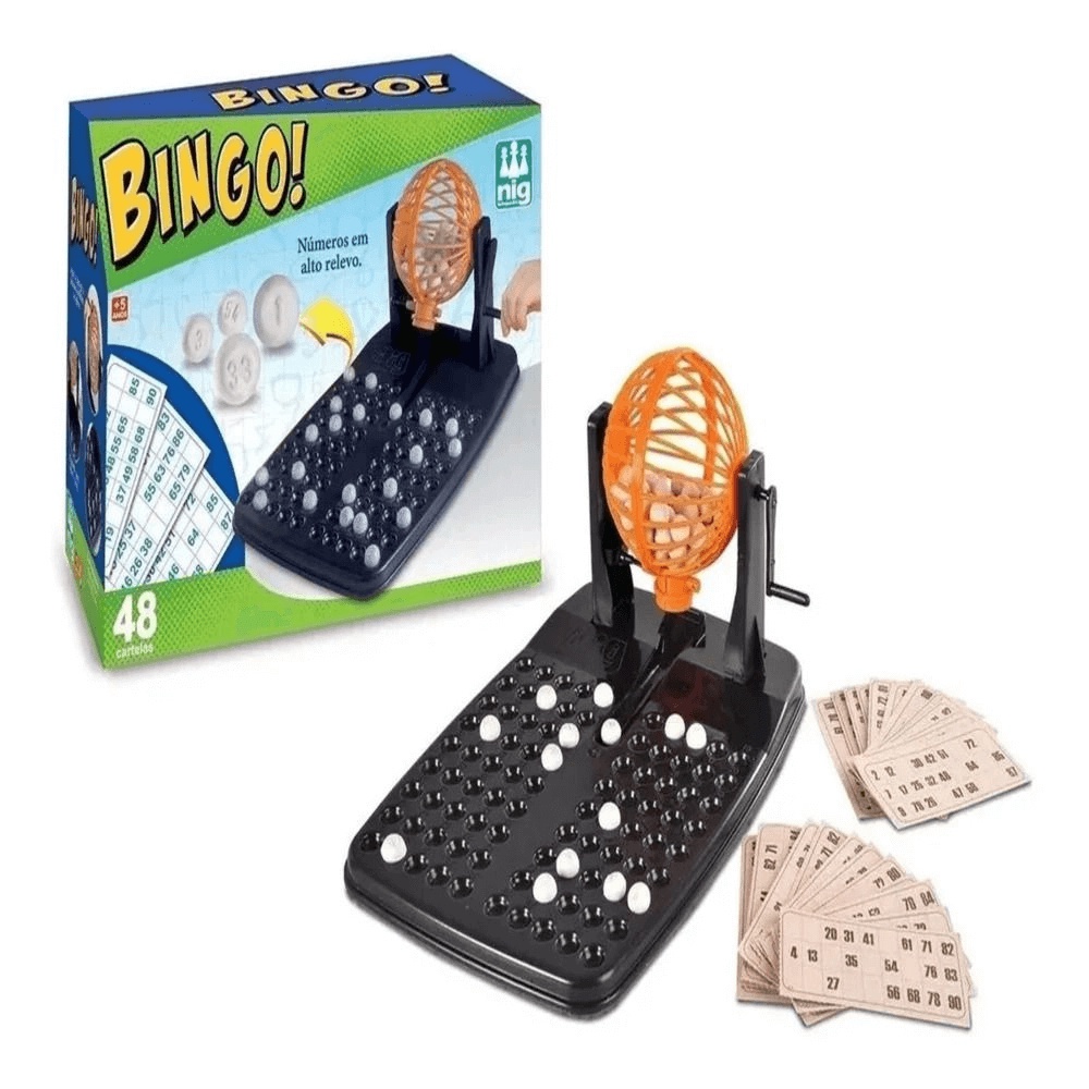 Jogo De Bingo Globo Giratório Com 75 Números + 10 cartelas
