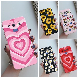 Estojo À Prova De Choque Para Samsung Galaxy Note 9 Note9 Padrão De Flor De Coração De Amor Colorido Candy TPU Capa De Silicone Macia Telefone Note9 Caixa
