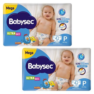 Kit 2 Fraldas Babysec Galinha Pintadinha Ultrasec Mega Tamanho P 42 unidades cada