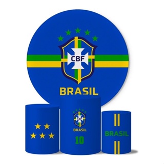Trio Capa Cilindro + Painel Tema Brasil Copa Veste Facil em Oferta na Shopee