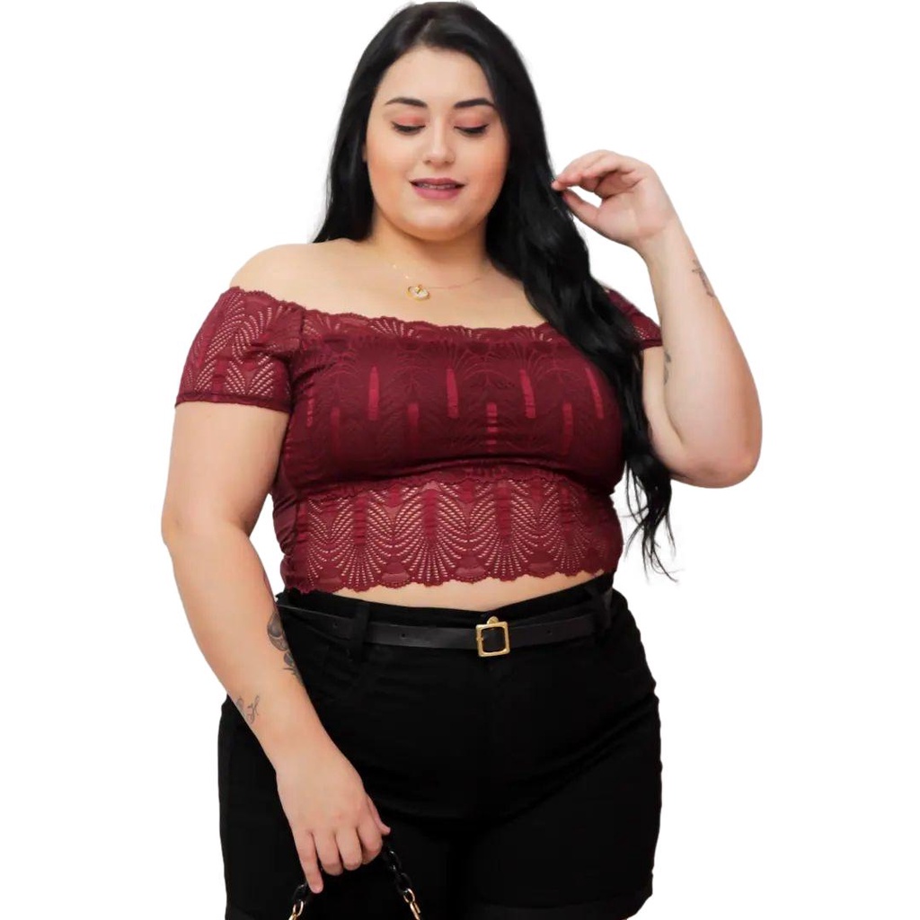 Cropped Renda plus size. Moda Verao