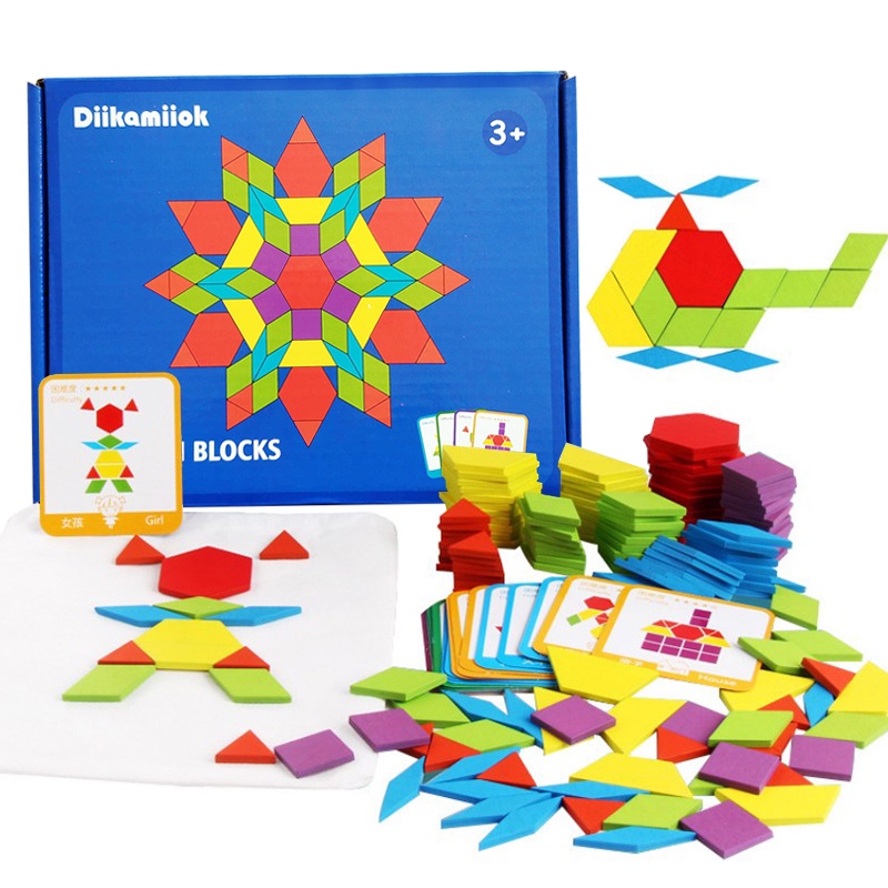 155 Peças Quebra-Cabeças De Madeira 3D Em Forma Geométrica Baby Montessori Brinquedos Educacionais Para Crianças