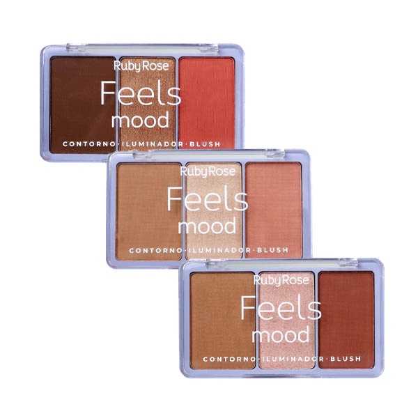 Paleta Contorno Iluminador Blush da Ruby Rose Feels Mood Hb7526