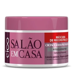 Eico Máscara Reconstrução Salão Em Casa Cronograma Fitoqueratina Cabelos Frágeis Porosos e Quebrados 270g