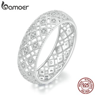 Bamoer 925 Prata Jóias De Moda De Anel Largo Requintado Para Casal Mulheres Homens