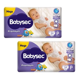 Kit 2 Fraldas Babysec Galinha Pintadinha Premium Tamanho P 34 unidades cada