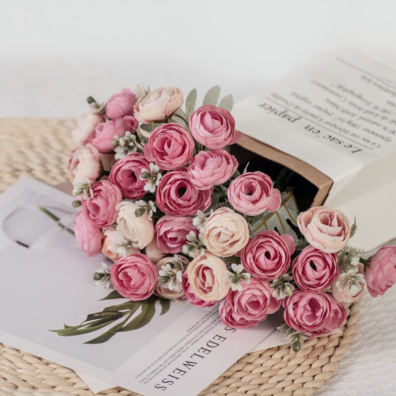 Bouquet De Flores De Camélia Artificial Com 18 Para Decoração De Casamento  , Noiva , Arranjos , Festa E Casa | Shopee Brasil