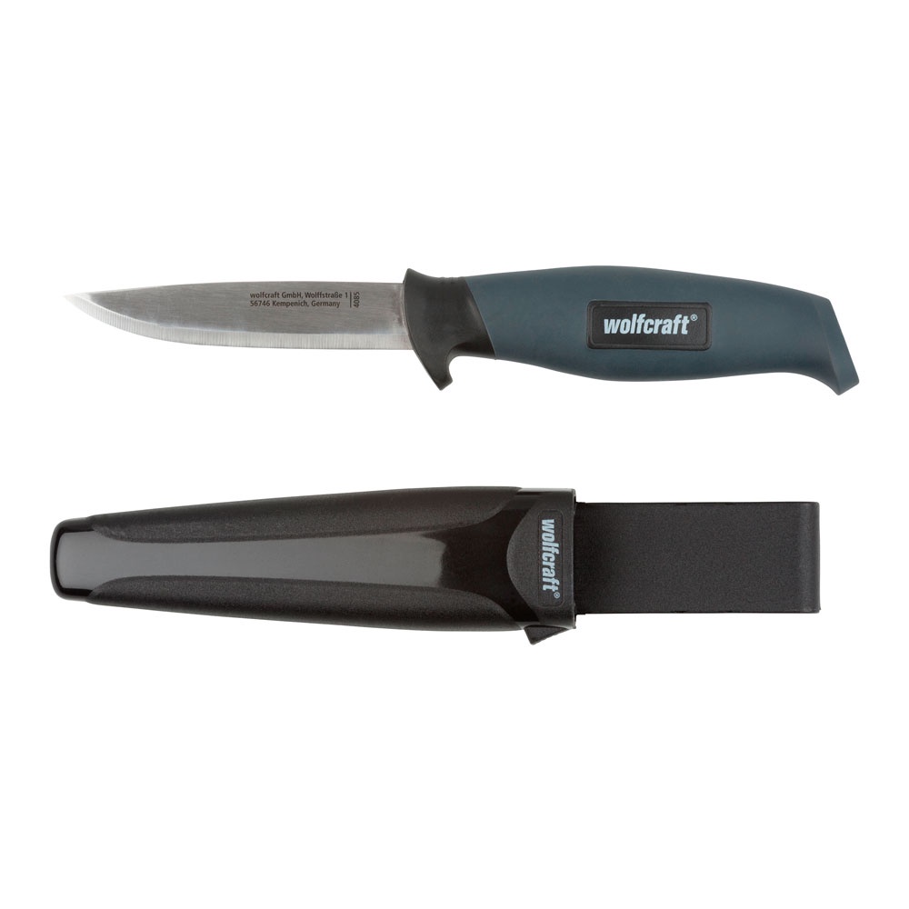 Faca com Lâmina Reta de Aço Inoxidável 95mm com Coldre 408500 Wolfcraft em Oferta na Shopee