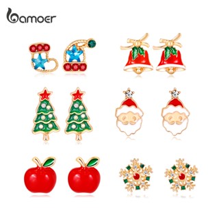Brincos Bamoer De Natal Floco De Neve Papai Noel Pinos De Orelha Fashion Joalheria Para Mulheres