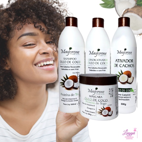 Kit Óleo De Coco + Ativador De Cachos Óleo De Coco Maycrene