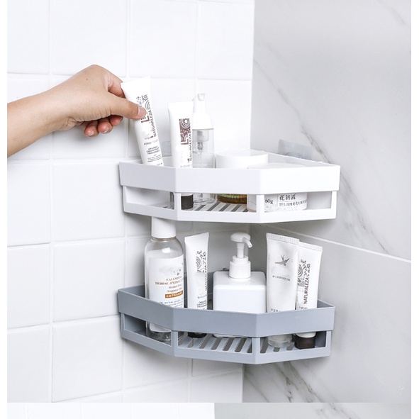 Prateleira Cantoneira Com Adesivo Suporte De Porta Shampoo Uso No Banheiro Parede Plástico Para Casa Cozinha Banheiro Multiuso Triângulo Triângular