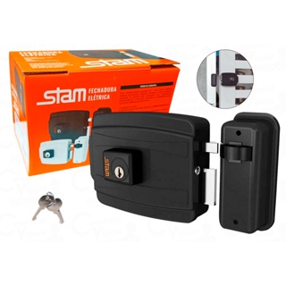 Fechadura Elétrica Preto Fosco Cilindro 40mm Para Portas Portões Ferro Aço Inox - Stam em Oferta na Shopee