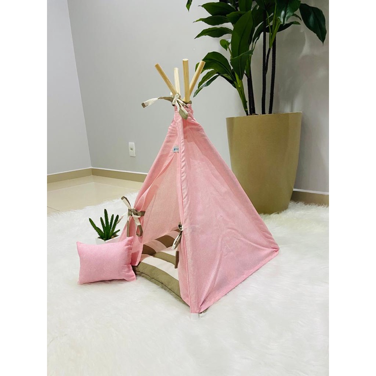 Toca para cães e gatos tenda cabana Rosa liso P — imagem 2 de 2