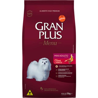 Ração GranPlus Menu para Cães Adultos Mini e Pequenas Carne e Arroz 15kg