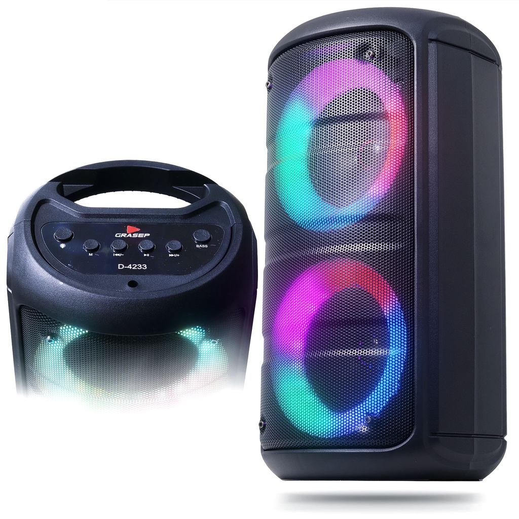 Caixa De Som Grande Alto Grave Potente Amplificado Bluetooth Rgb Aux Karaoke Micro SD P2