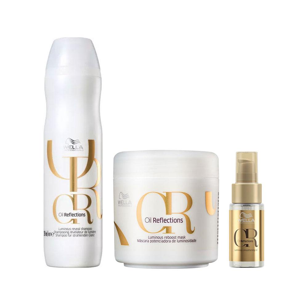 Kit Wella Oil Reflections - Shampoo e Máscara e Óleo em Oferta na Shopee