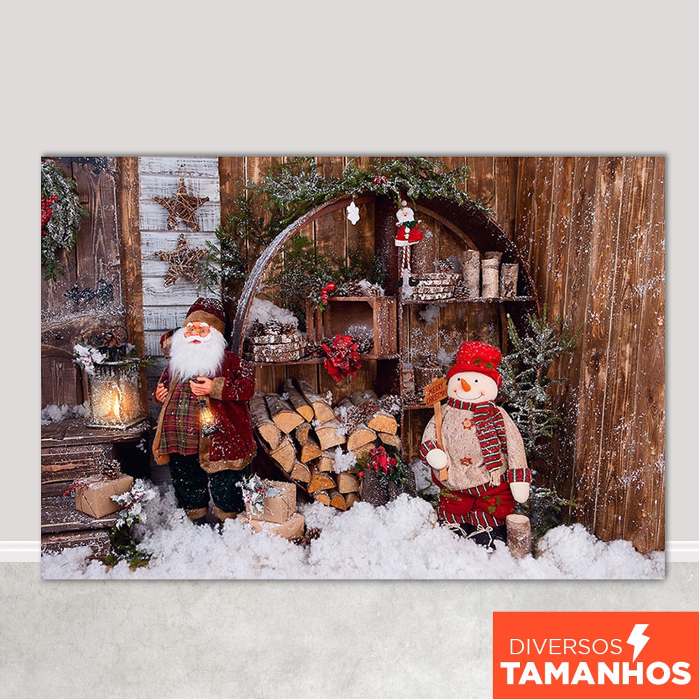 Painel Fundo Fotográfico Natal Cenário Inverno Noel Em Tecido Sublimado FNT-538