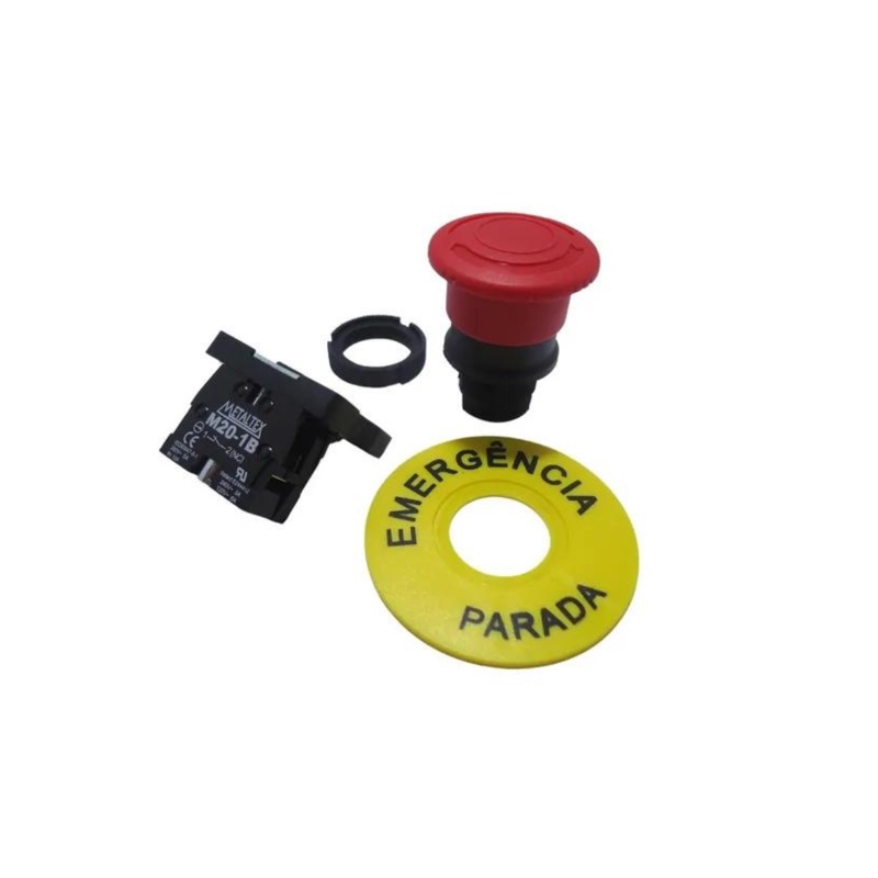Botão de emergência Com trava 22MM para Masseira diversas marcas Formaza Gastromaq G.Paniz