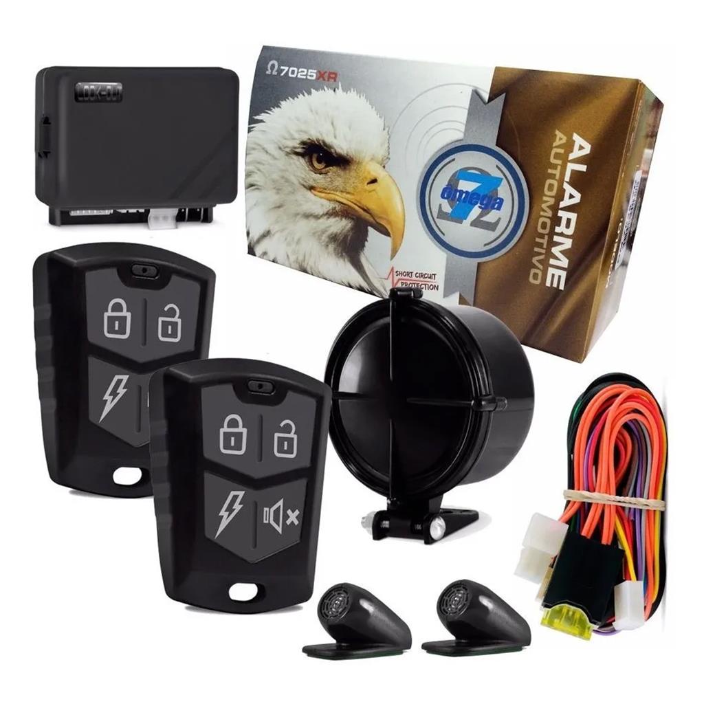 Alarme Omega 7 7025xr Completo + Trava Eletrica 2 Portas Pronta Entrega