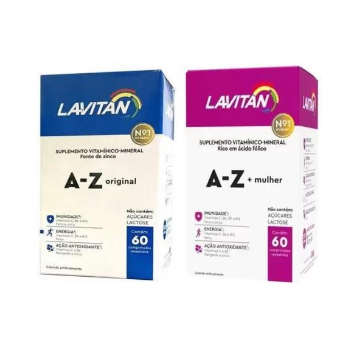 Kit Com Lavitan A-Z Original 60Comp + A-Z Mulher 60Comp.