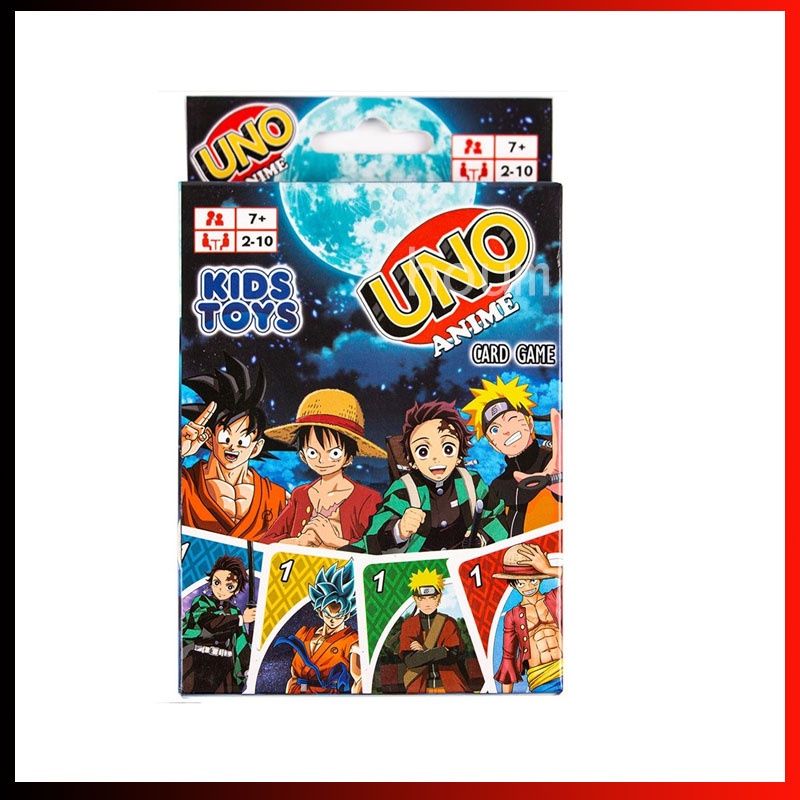 112 Cartões Anime UNO Placa Divertida Cartão De Jogo Versão Em Inglês