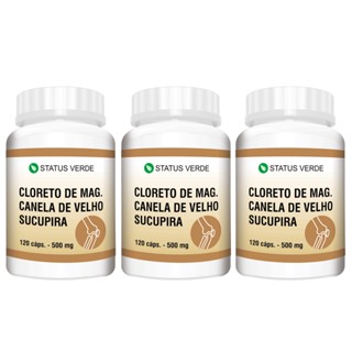 Kit 3 Cloreto de Magnésio Canela de Velho Sucupira 360 Cápsulas - 500mg Status Verde