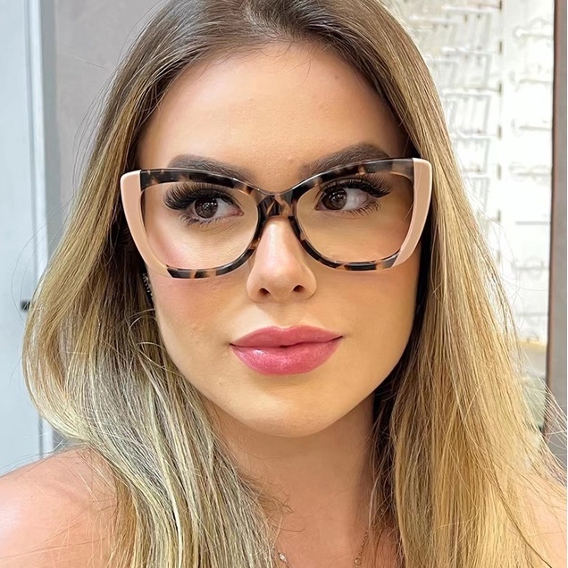 Novo Olho De Gato Anti-Luz Azul Óculos Quadro Ultra-Leve TR90 Retro Personalidade Feminina em Oferta na Shopee