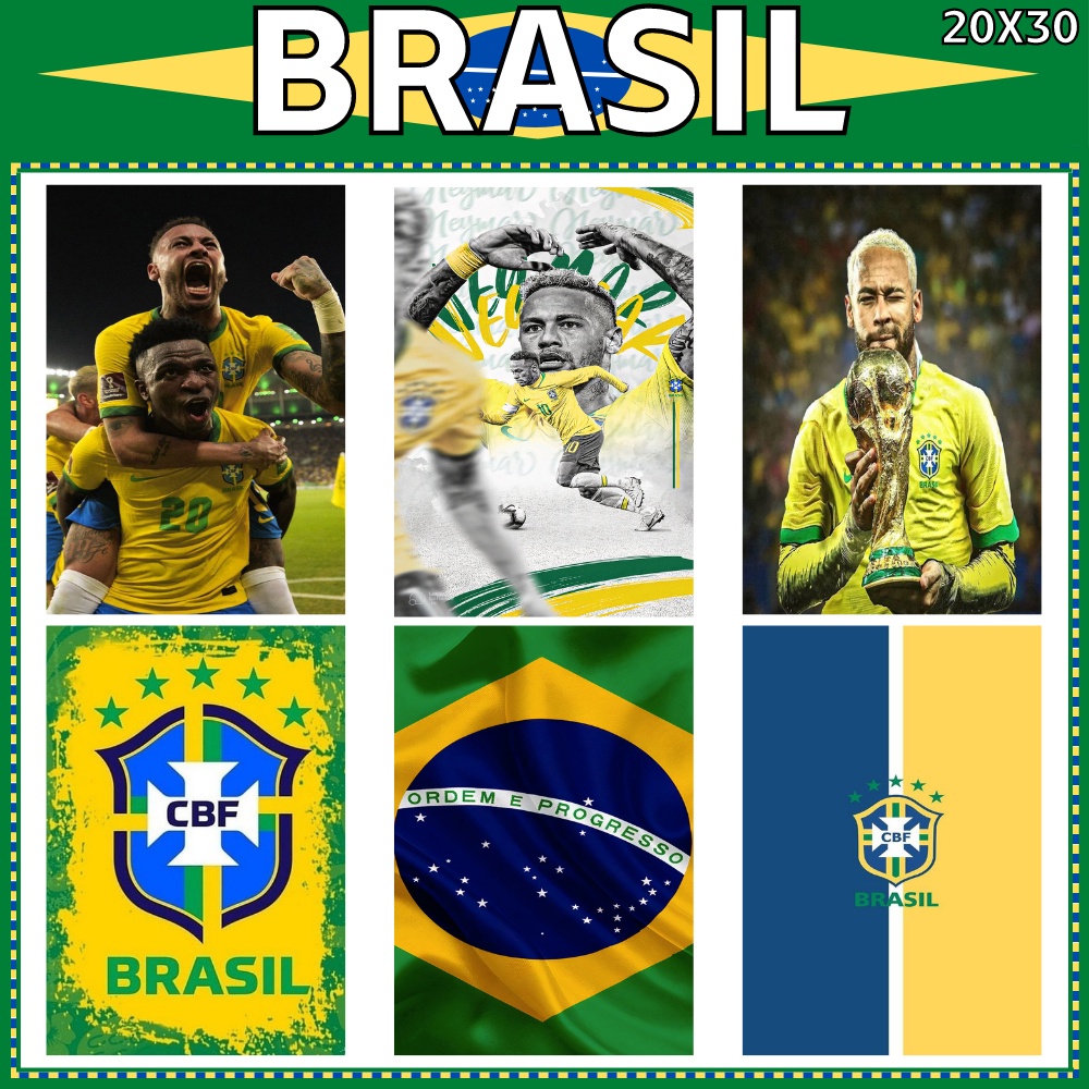 Placas MDF Para Decoração - Copa Do Mundo Brasil - Seleção - Quadros parede 20x30cm - verde amarelo