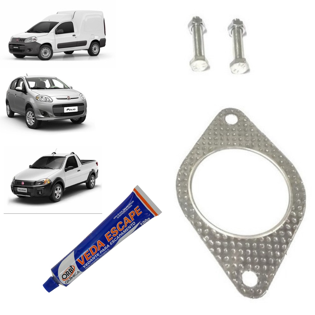 Junta parafuso veda escape do Catalisador Fiat: Strada  Uno  Palio  Fiorino  Siena  Doblo  Idea 1.0 1.4 8v Evo - 2015...