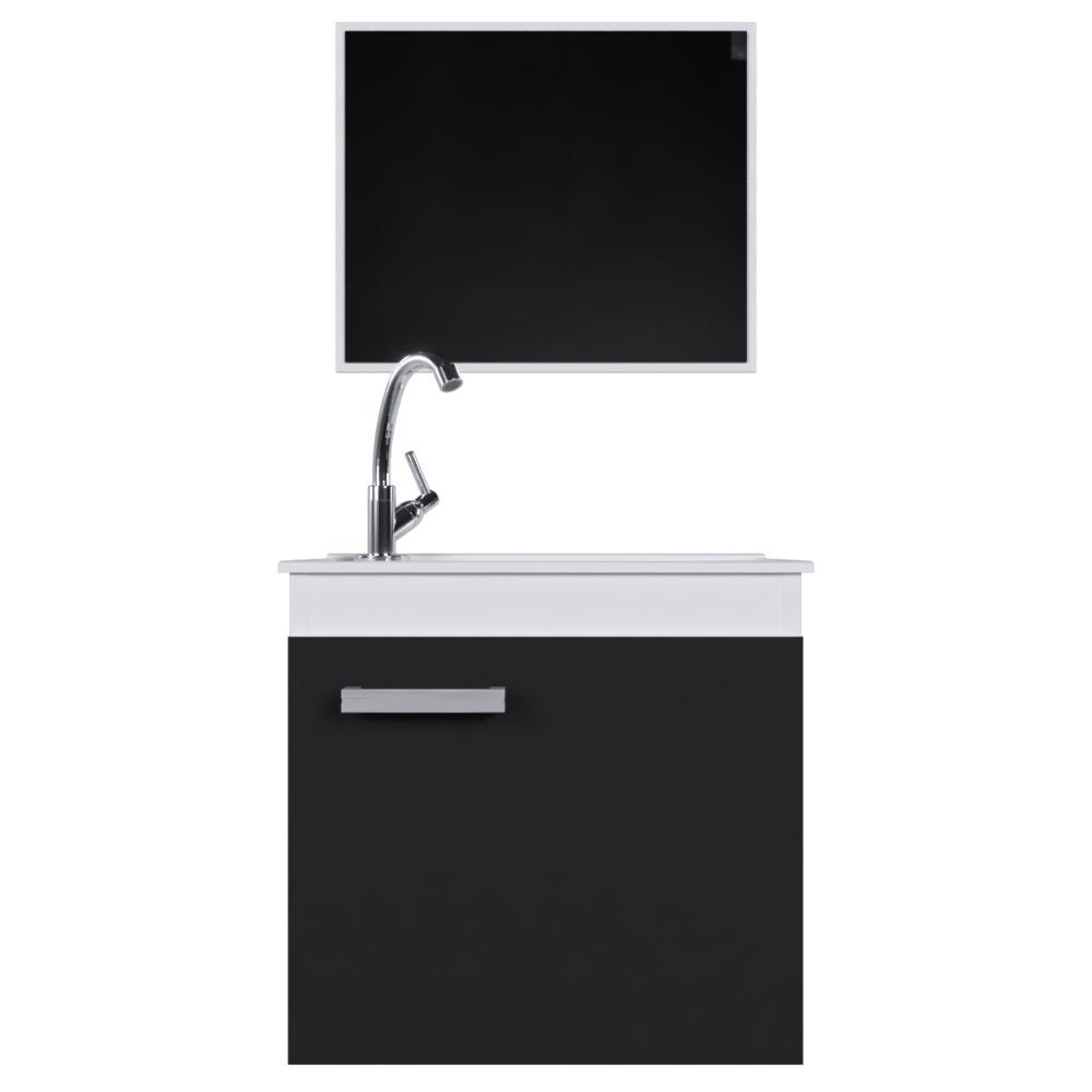 Gabinete Para Banheiro Bari 45 cm Branco C/Preto Completo em Oferta na Shopee