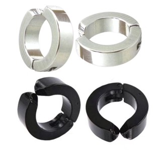 Brinco Pressão Argola Par Aço inox Masculino unissex - Não Precisa Furar Prateado e Preto