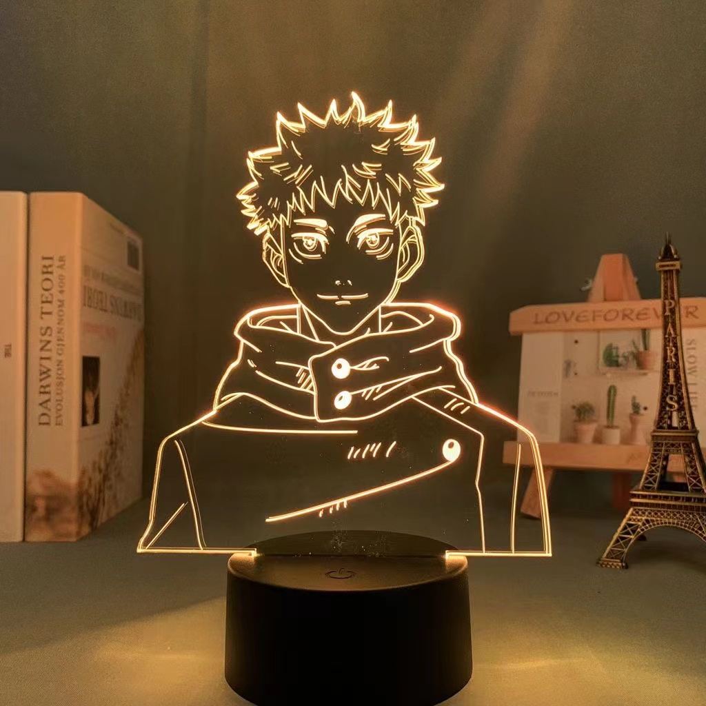 Anime Jujutsu Kaisen Figura Yuji Itadori Ryomen Sukuna Luminária LED 3D Noturna Presente e Decoração