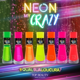 Kit Com 7 Esmaltes Coleção Neon My Crazy Top Beauty