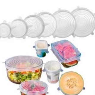Kit 6 Tampas Panela Silicone Universal Reutilizável Elástica Para Conservação De Alimentos