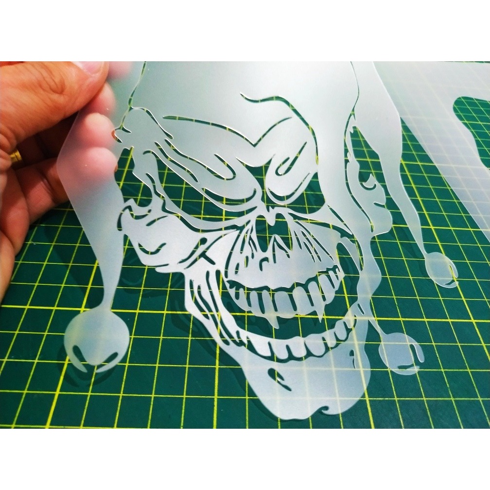 Molde Stencil Vazado para Aerografias e Pinturas Caveira Palhaço 2R13