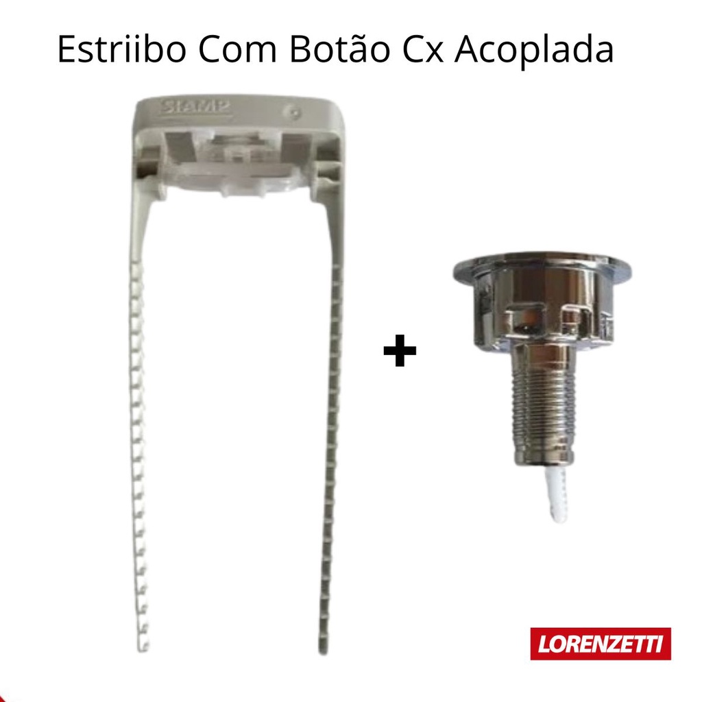 Kit Botão Duplo Acionamento e Trava Estribo Caixa Acoplada Vaso Lorenzetti Fiori Deca Similares Duo