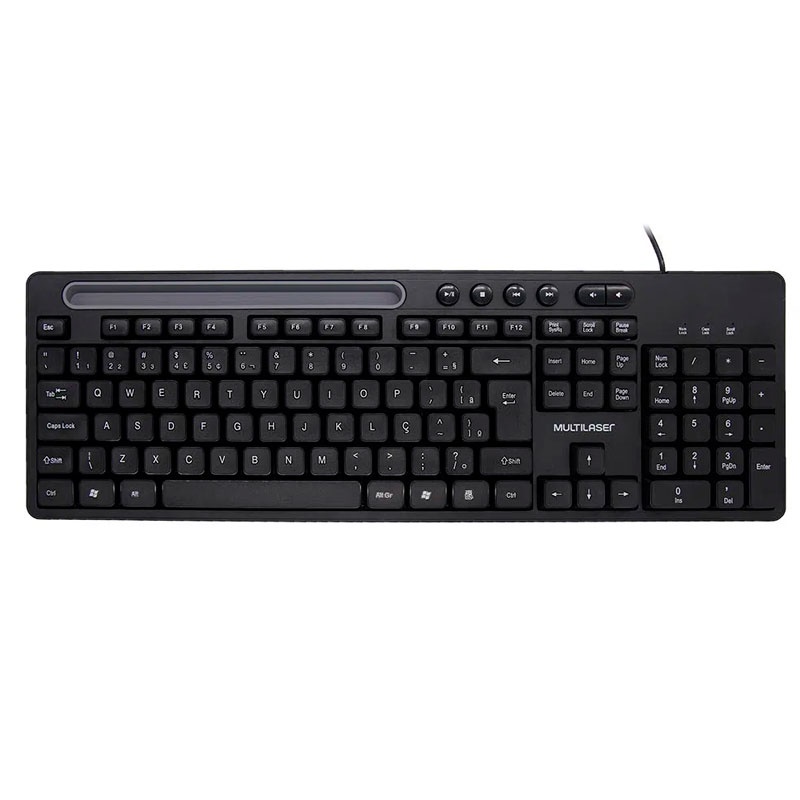 Teclado USB Office com suporte de smartphone preto TC262 Multilaser