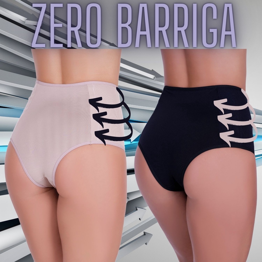 kit 2 calcinha segura barriga modeladora cos alto reduz medida lingerie conforto em Oferta na Shopee