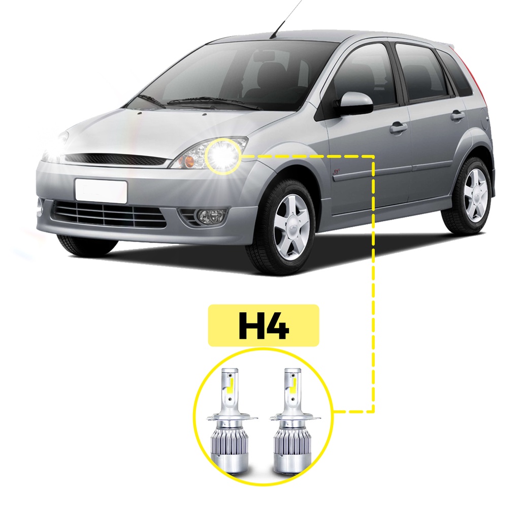 Kit Ultra LED Ford Fiesta 2002/2006 20000 Lúmens 6500K H4 em Oferta na Shopee