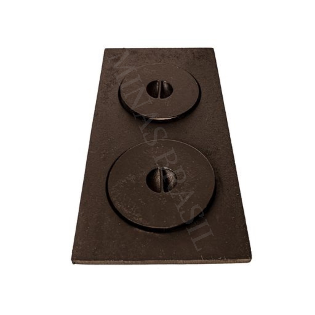 Chapa 2 Furos Econômica Completa P/ Fogão A Lenha 40x22x19