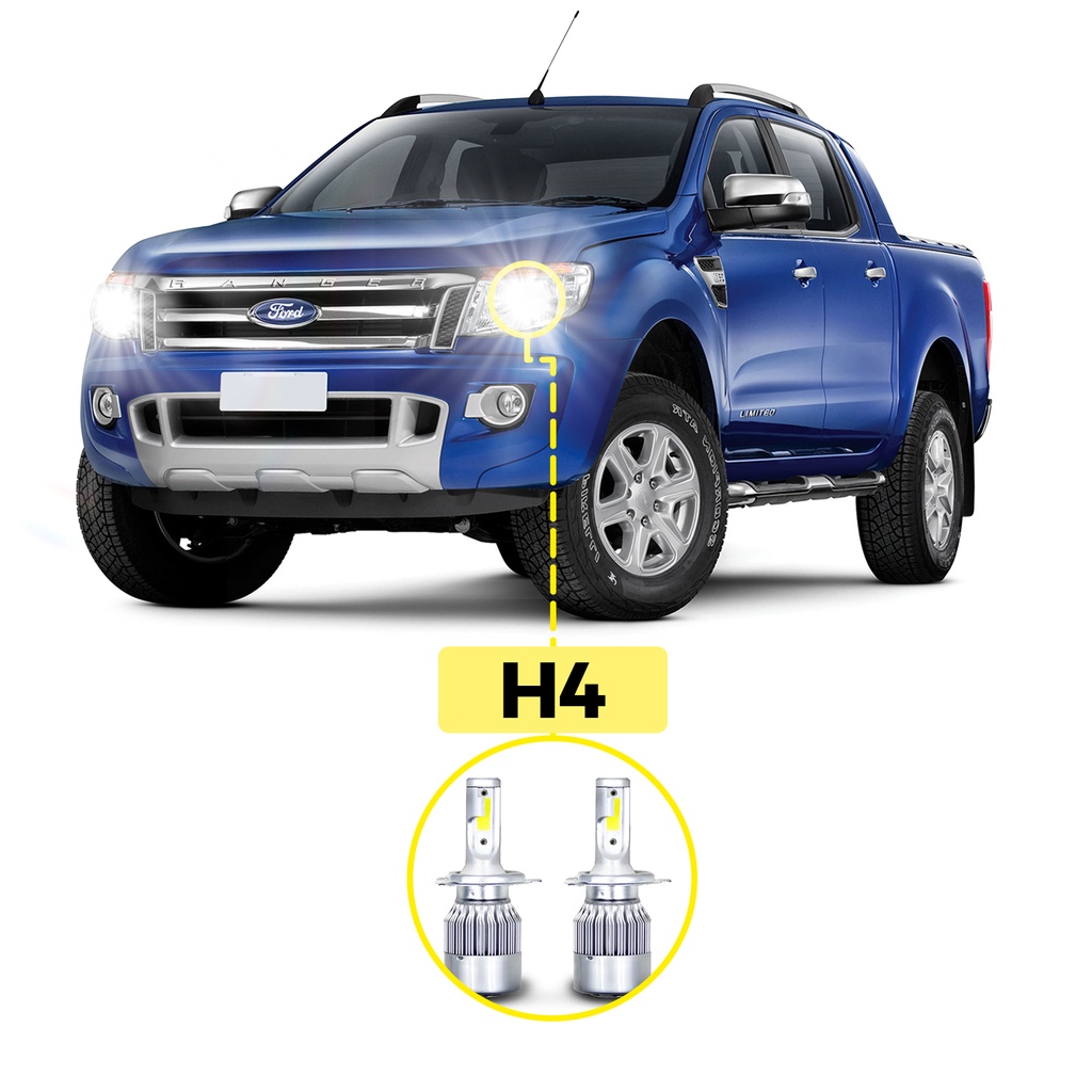 Kit Ultra LED Ford Ranger 2005/2016 20000 Lúmens 6500K H4 em Oferta na Shopee