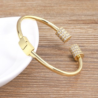 Moda Feminina Pulseira De Pedra De Zircônia Branca Ouro Com Banho Ajustável Para Mulheres Presentes De Aniversário De Casamento