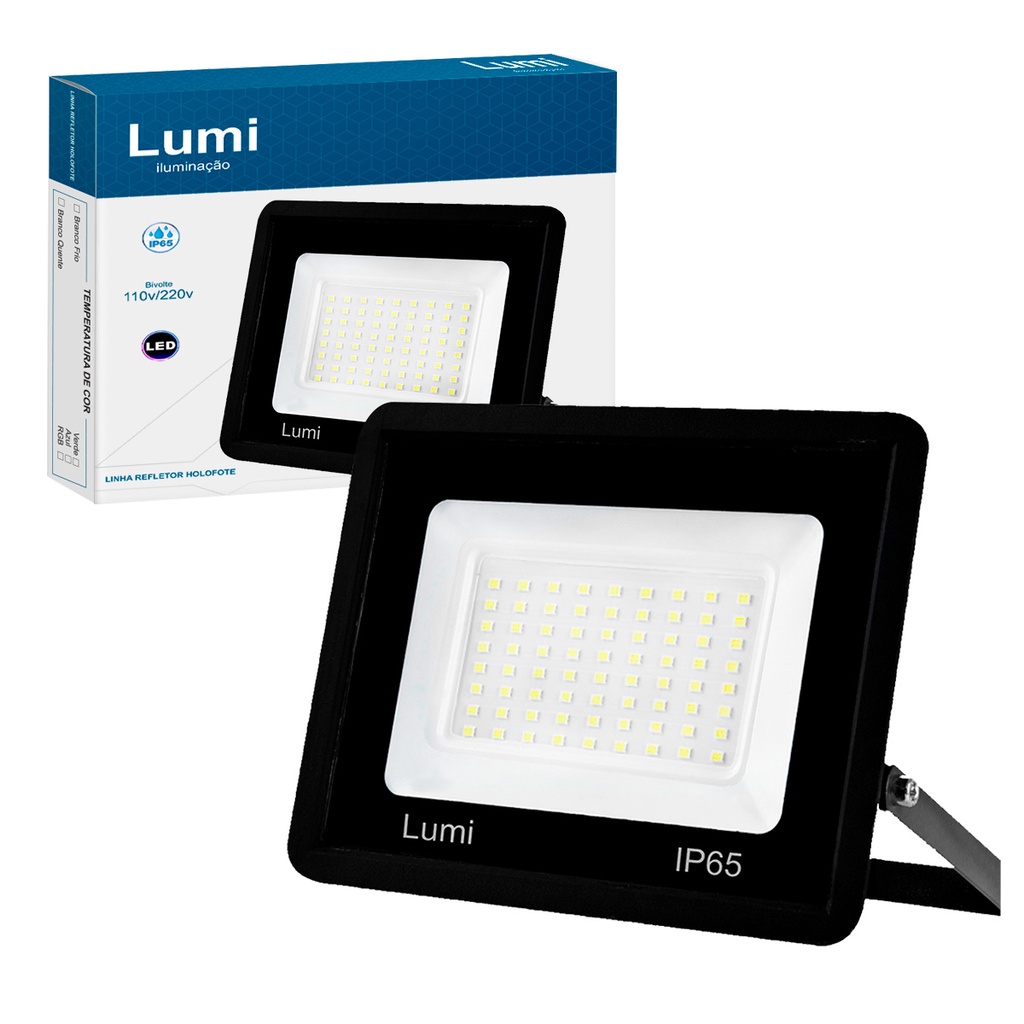 Kit 2 Refletor Led 200w Prova Dágua IP65 Bivolt Luminária Holofote Lumi em Oferta na Shopee
