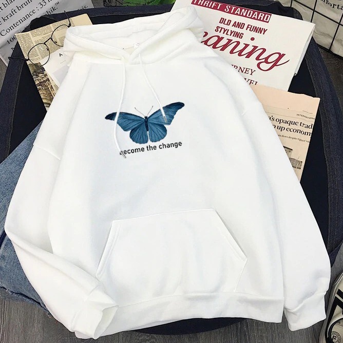 Moletom Feminino Borboleta Azul Tumbrl Blusa De Frio Aesthetic ...