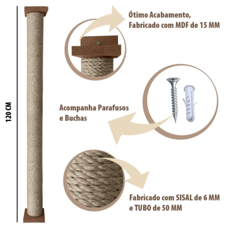 TORRE DE ARRANHADOR PARA GATOS 1,20 CM DE PAREDE