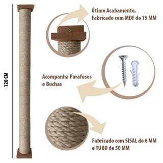 TORRE DE ARRANHADOR PARA GATOS 1,20 CM DE PAREDE